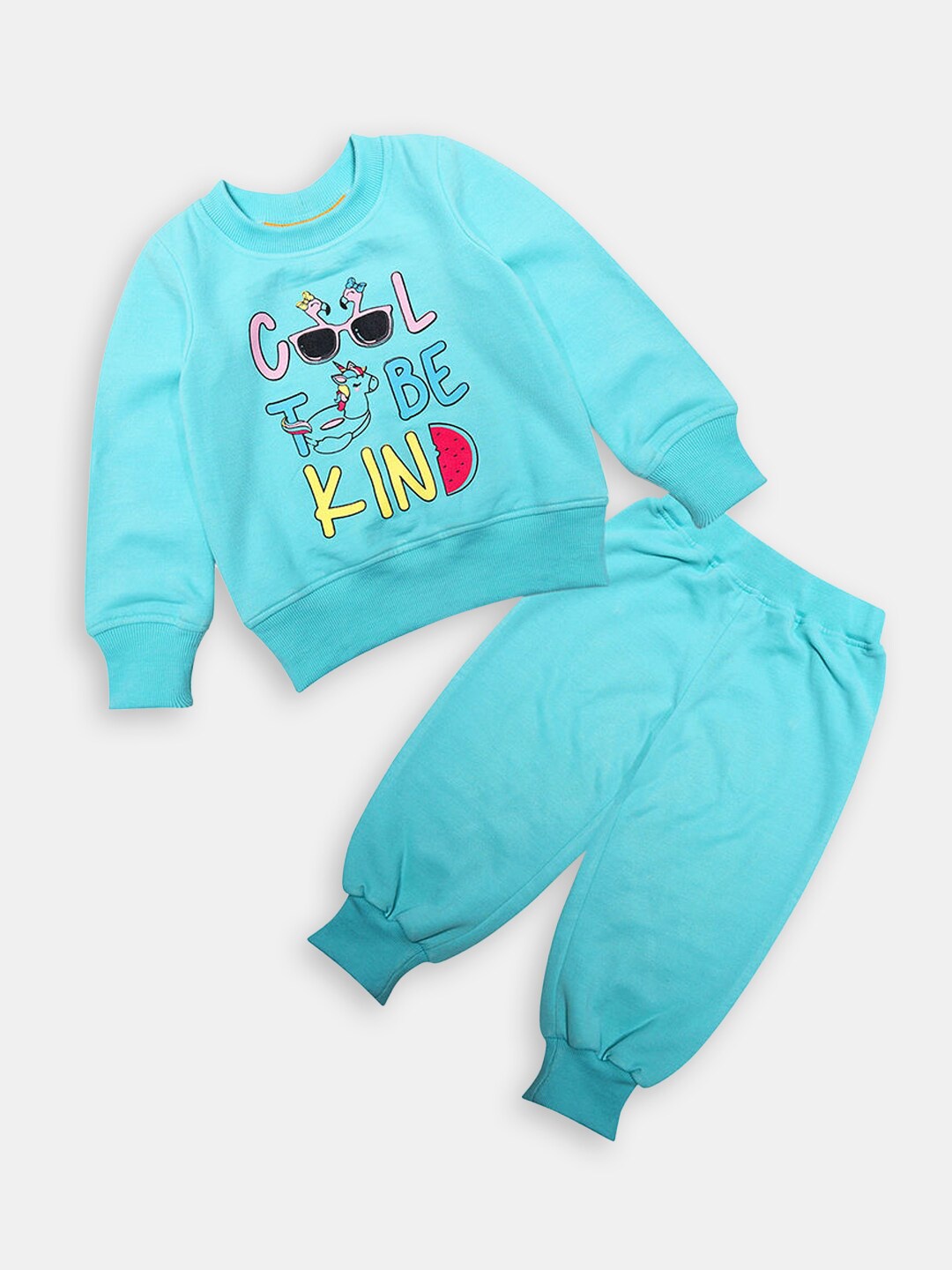 

Hopscotch Girls Printed Cotton T-shirt with Pyjamas, Blue