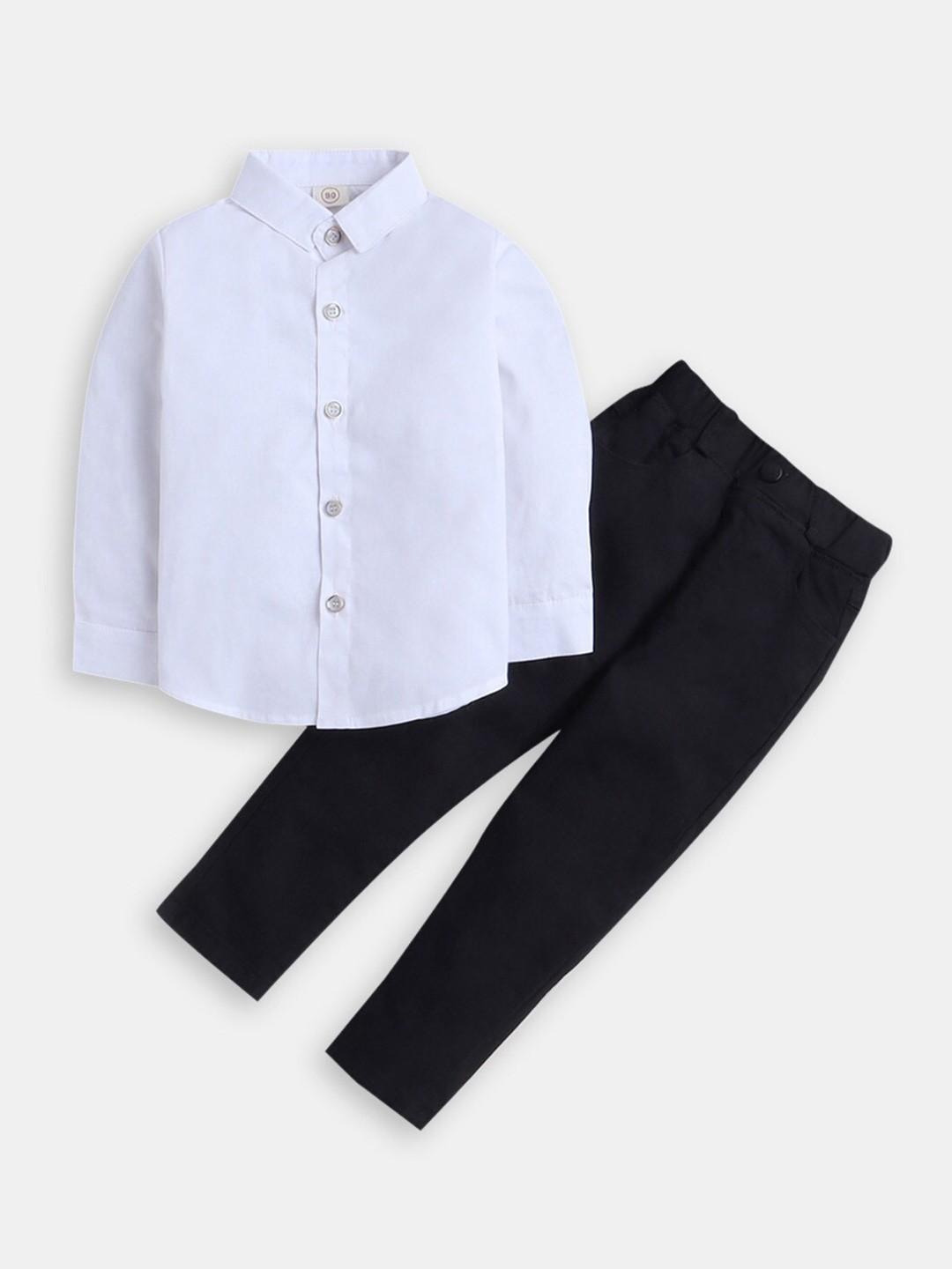 

Hopscotch Boys Spread Collar Long Sleeves Shirt with Trousers Clothing Set, White