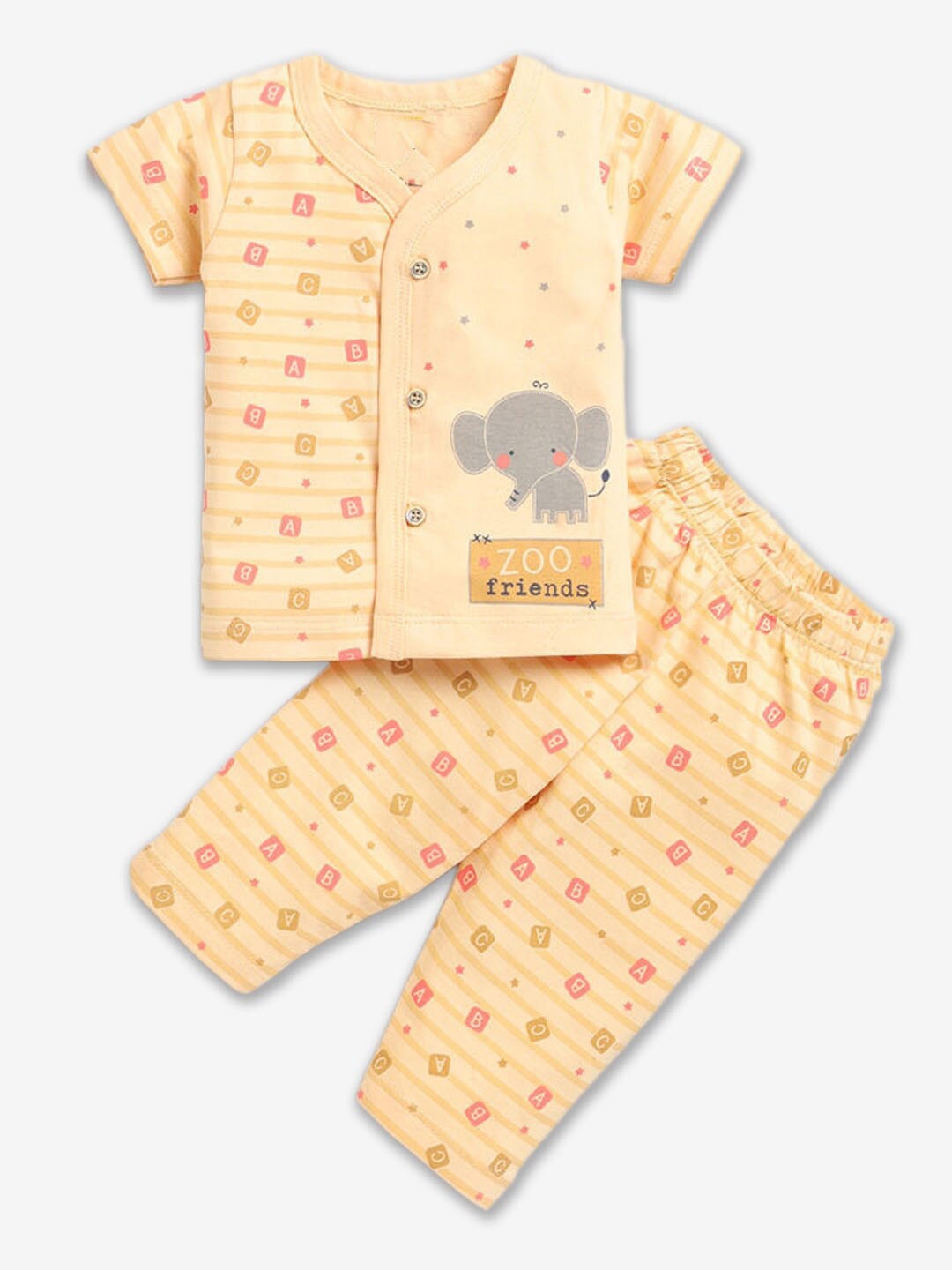 

Hopscotch Infants Boys Conversational Printed Pure Cotton Night Suit, Orange
