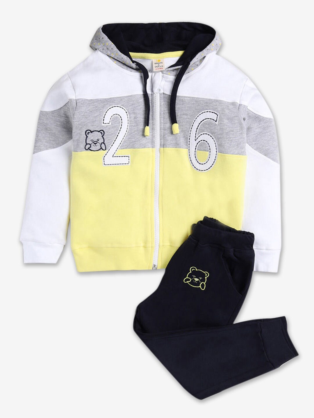 

Hopscotch Boys Printed Hooded T-shirt With Pyjamas Set, Navy blue