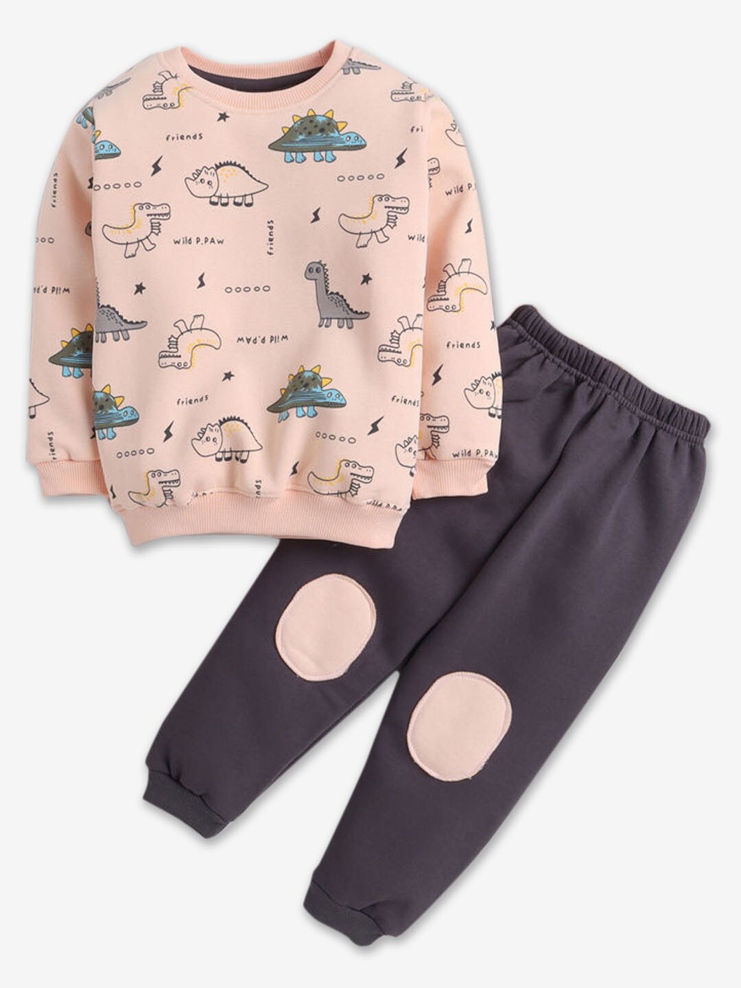 

Hopscotch Boys Printed T-shirt with Trousers, Beige