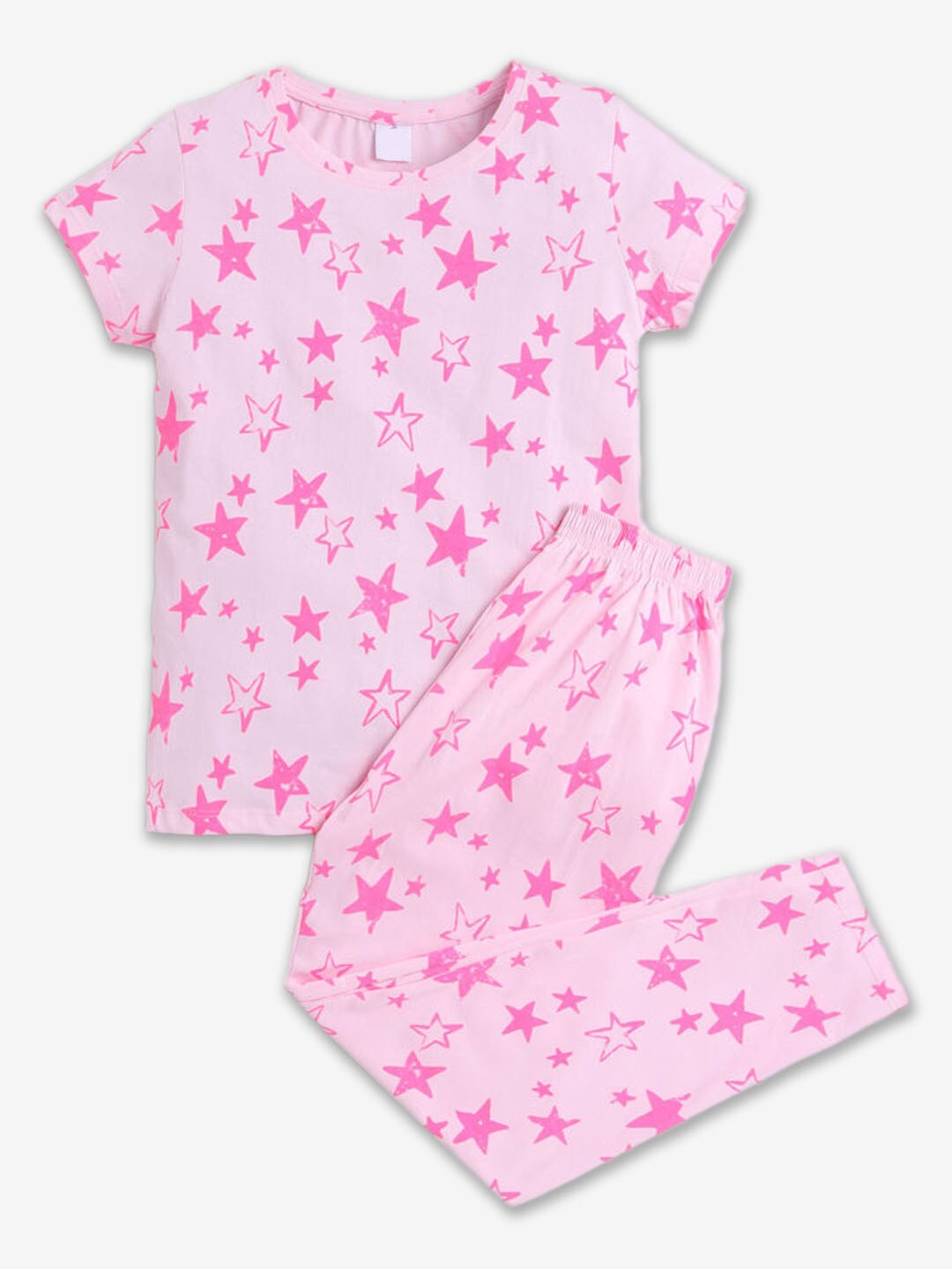 

Hopscotch Girls Conversational Printed Pure Cotton Night Suit, Pink