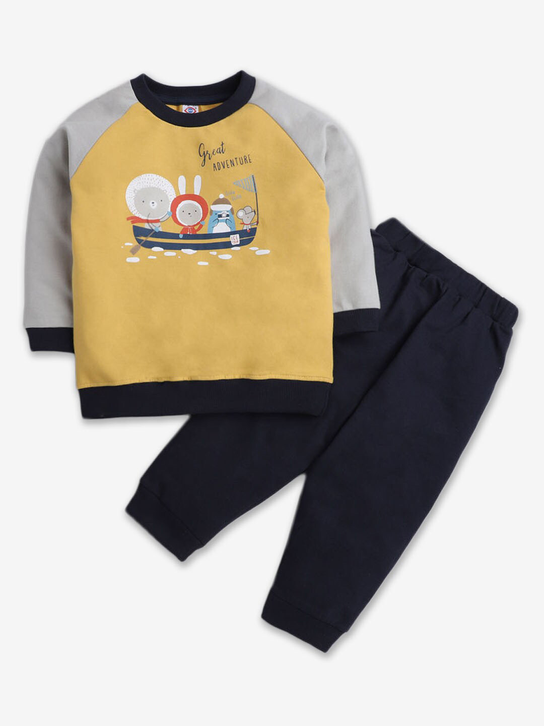 

Hopscotch Infant Boys Graphic Printed Pure Cotton T-shirt With Trousers, Yellow