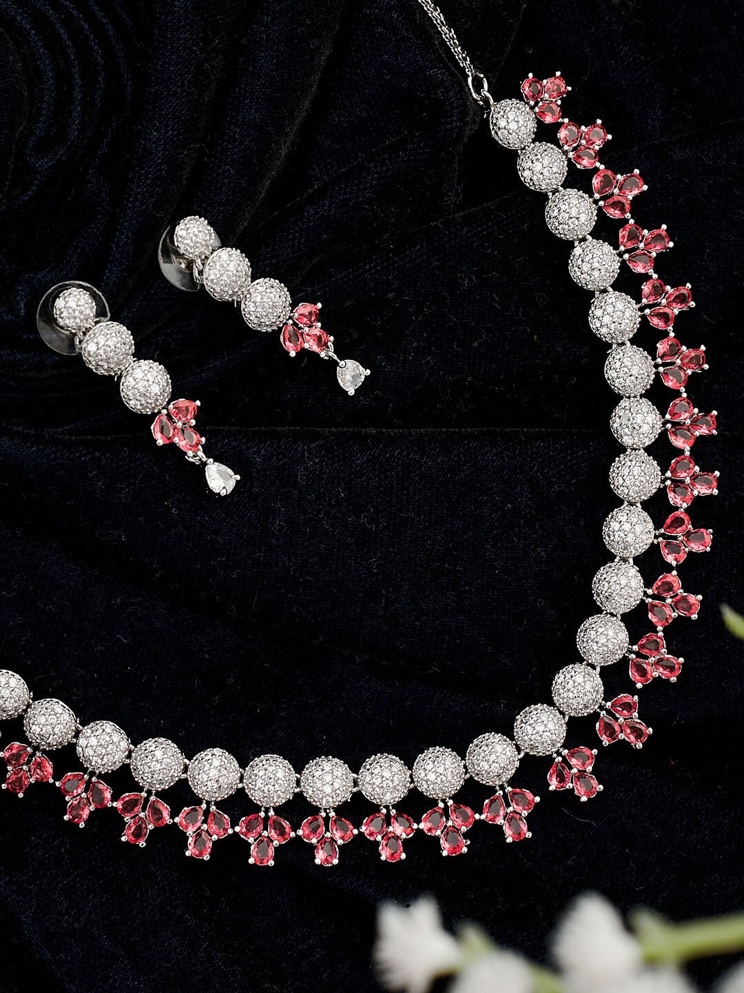 

ATIBELLE Silver-Plated AD Studded Jewellery Set