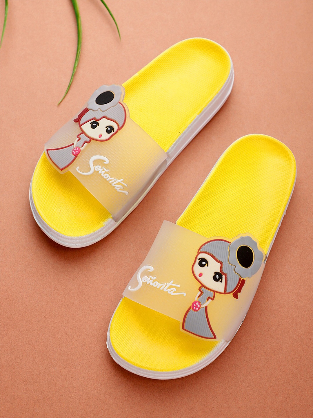 

Pampy Angel Women Printed Croslite Sliders, Yellow