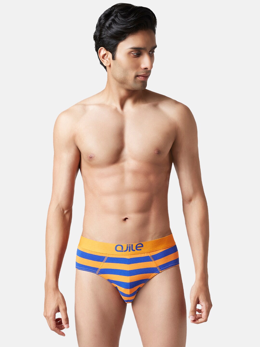 

Ajile by Pantaloons Men Striped Basic Briefs, Yellow