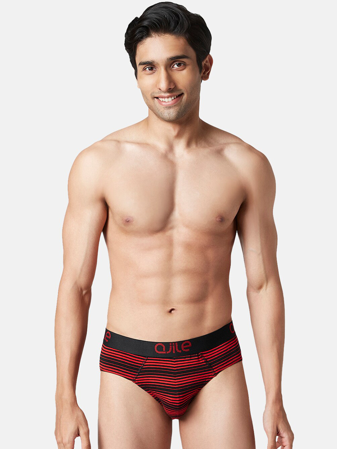 

Ajile by Pantaloons Men Striped Basic Briefs, Red