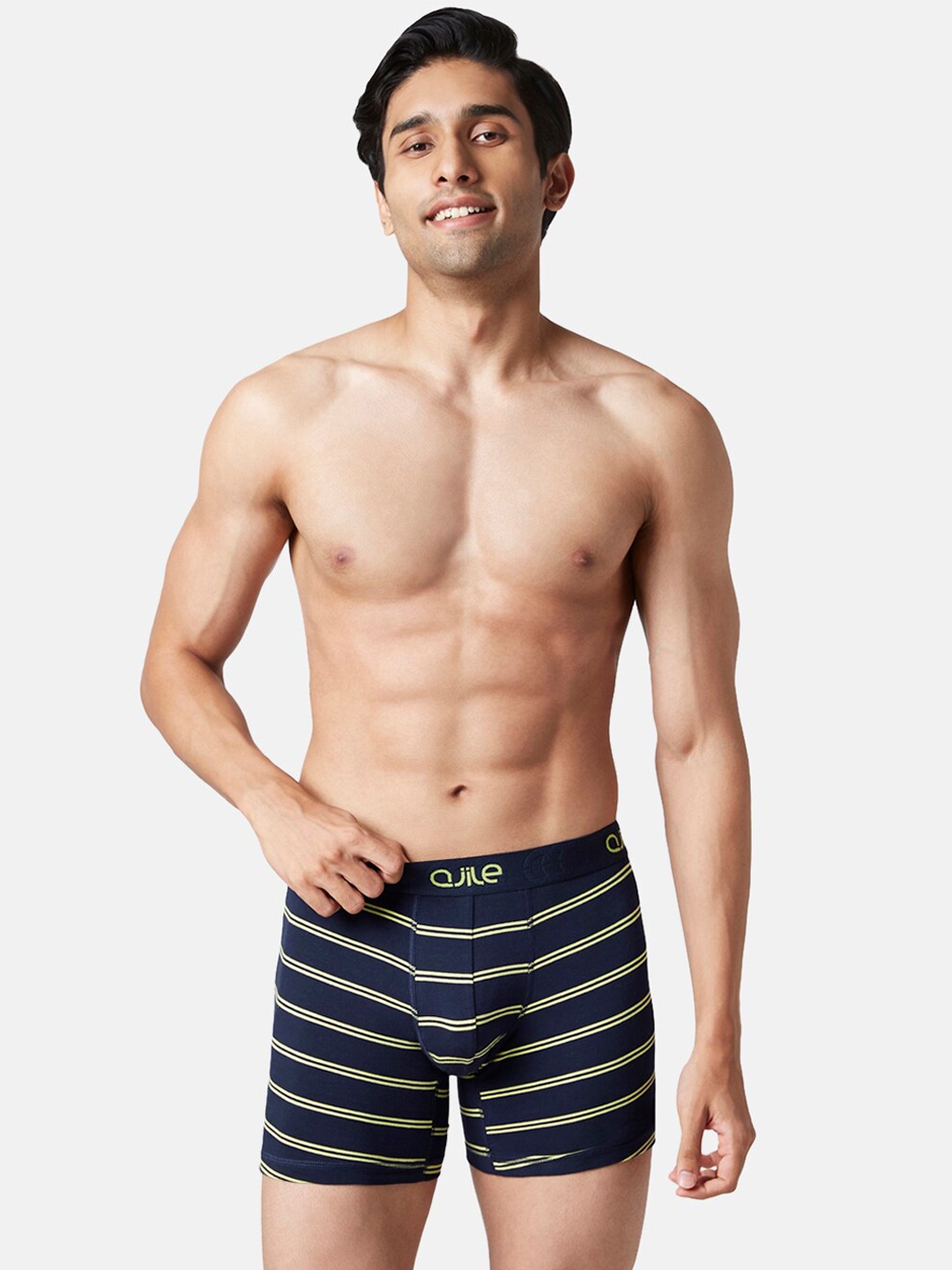 

Ajile by Pantaloons Men Striped Boxer Style Briefs, Navy blue