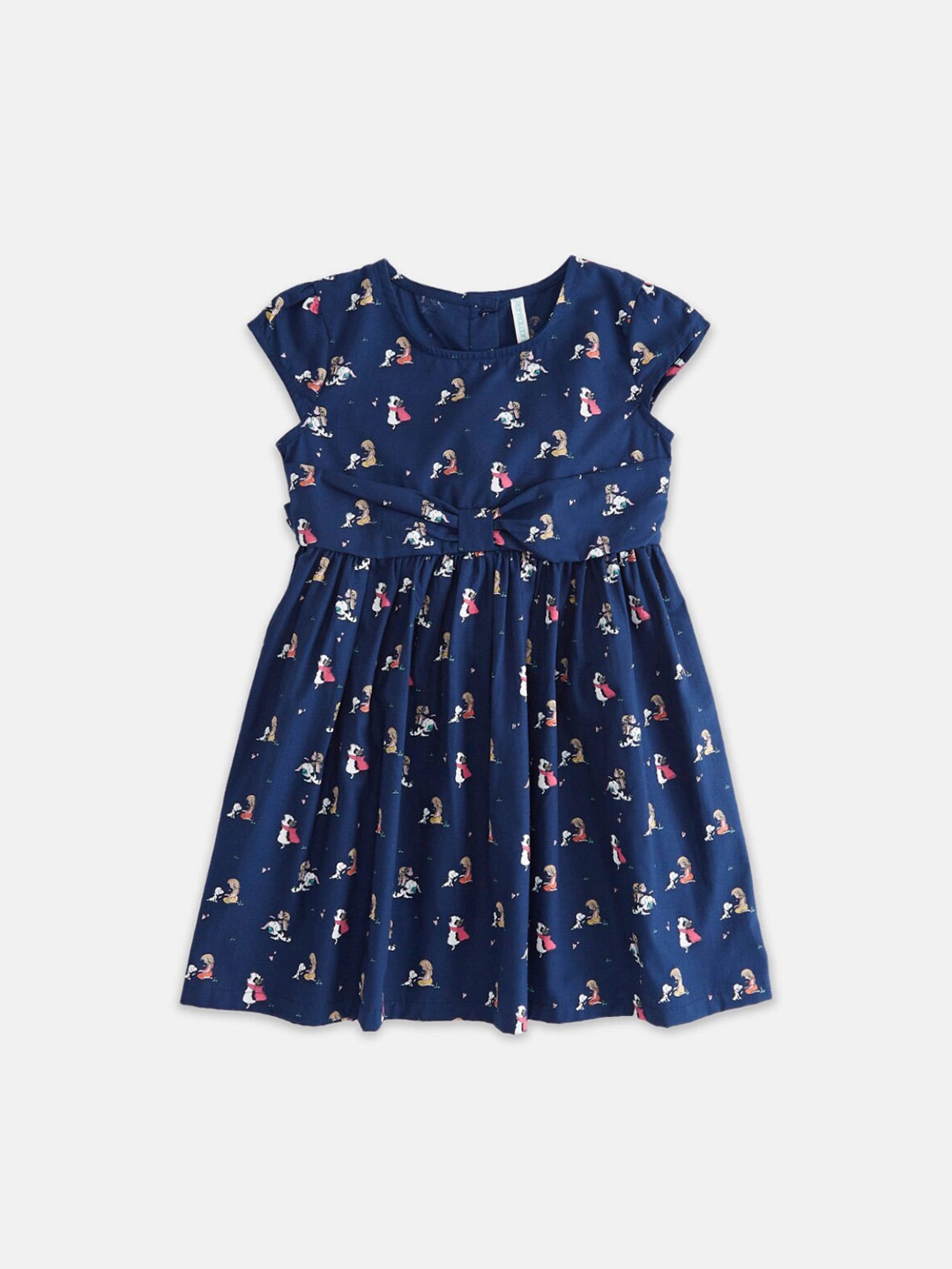 

Pantaloons Junior Girls Conversational Printed Fit & Flare Dress, Navy blue