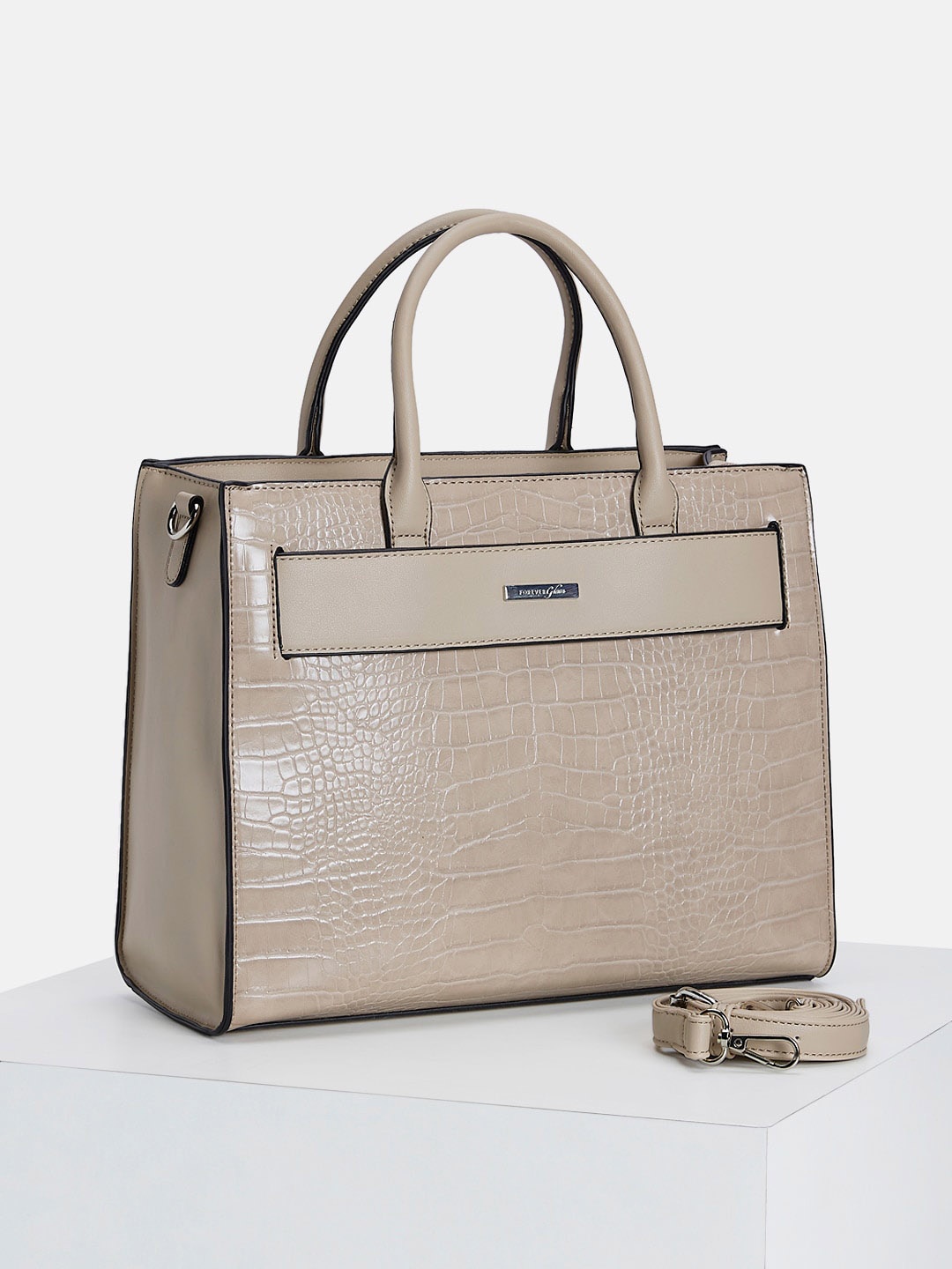 

Forever Glam by Pantaloons Women Textured Handheld Bag, Beige