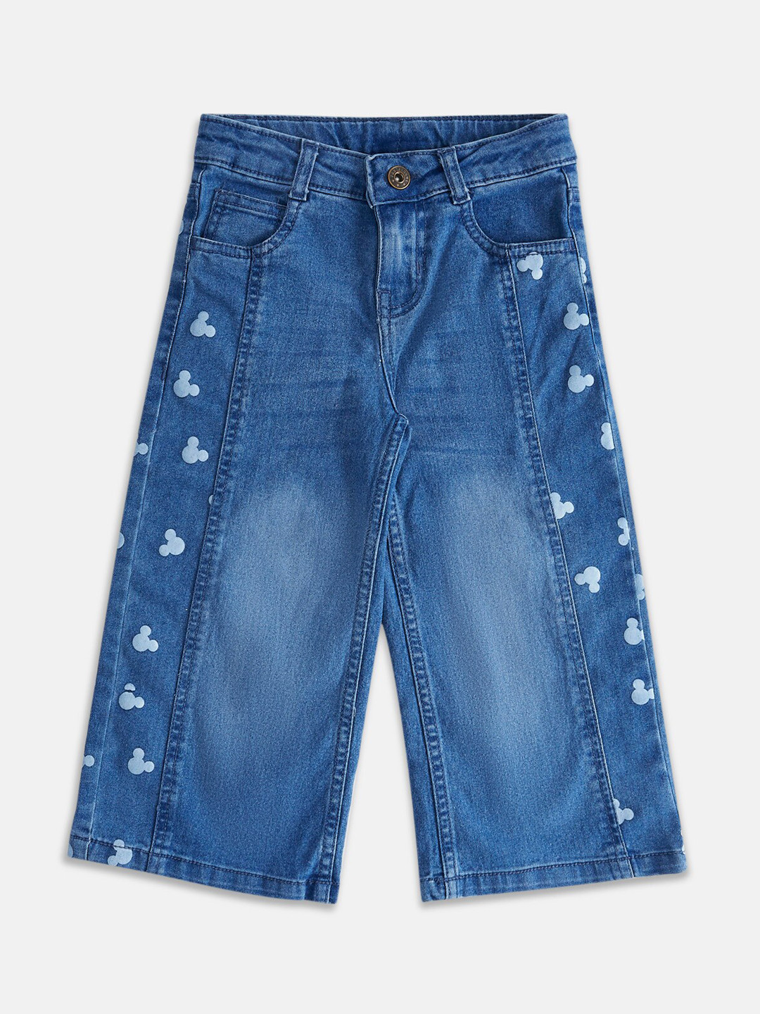 

Pantaloons Junior Girls Printed Light Fade Cotton Jeans, Blue