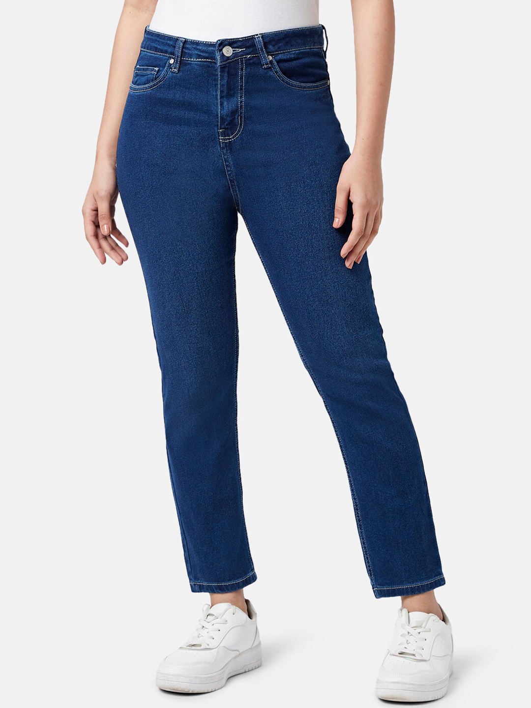 

People Women Slim Fit Mid Rise Jeans, Navy blue