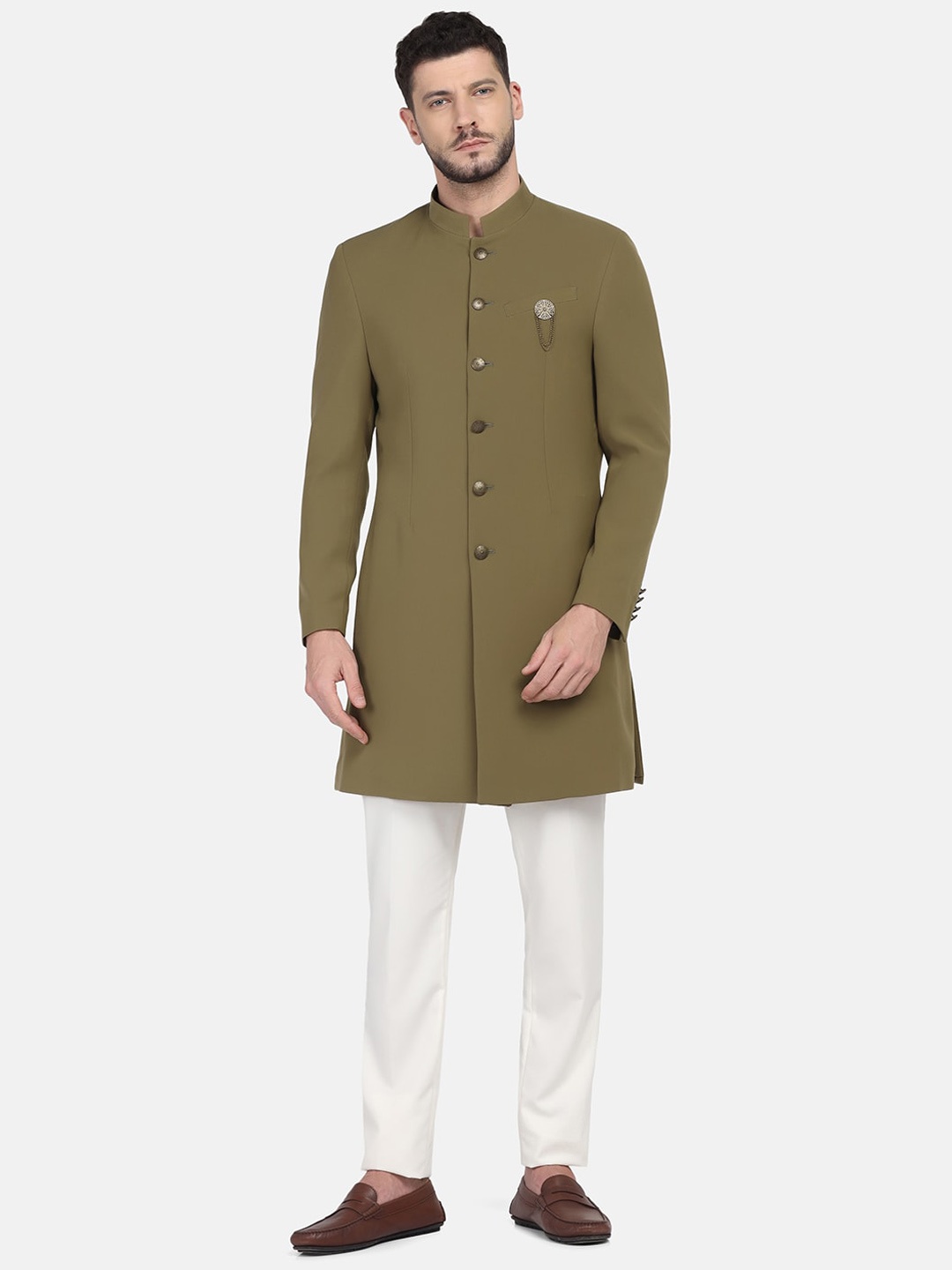 

Blackberrys Textured Ethnic 2 Pcs Suit, Olive
