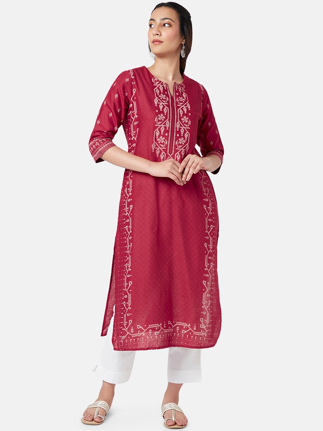 

RANGMANCH BY PANTALOONS Geometric Printed Kurta, Red