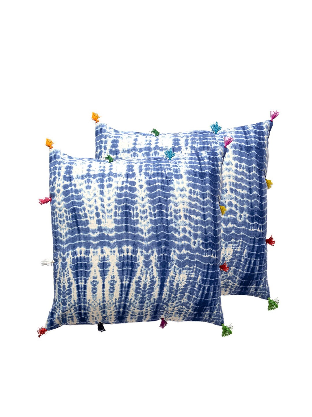 

Contrast Living Blue & White 2 Pieces Abstract Square Cotton Cushion Covers