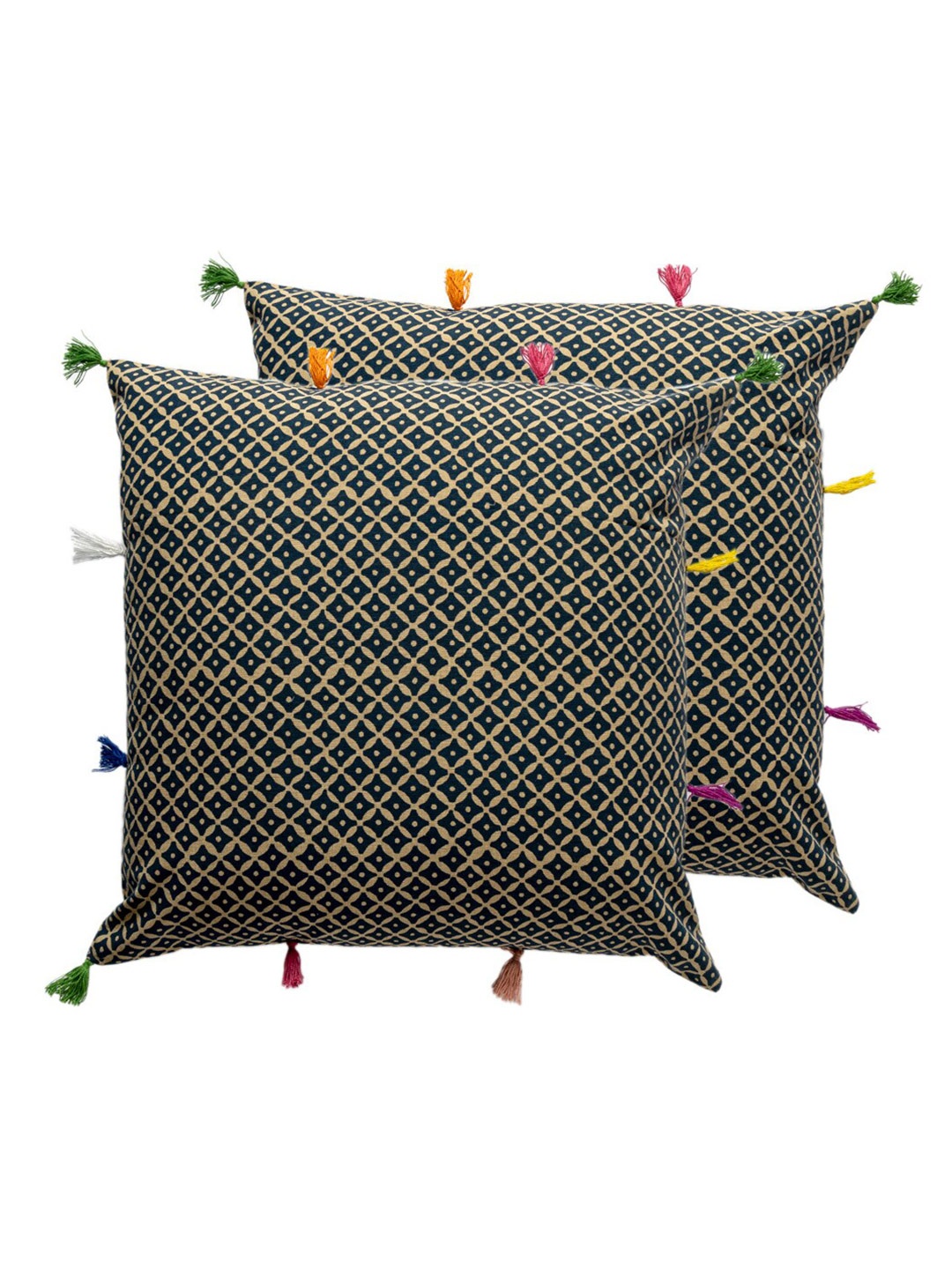 

Contrast Living Green & Brown 2 Pieces Geometric Cotton Square Cushion Covers