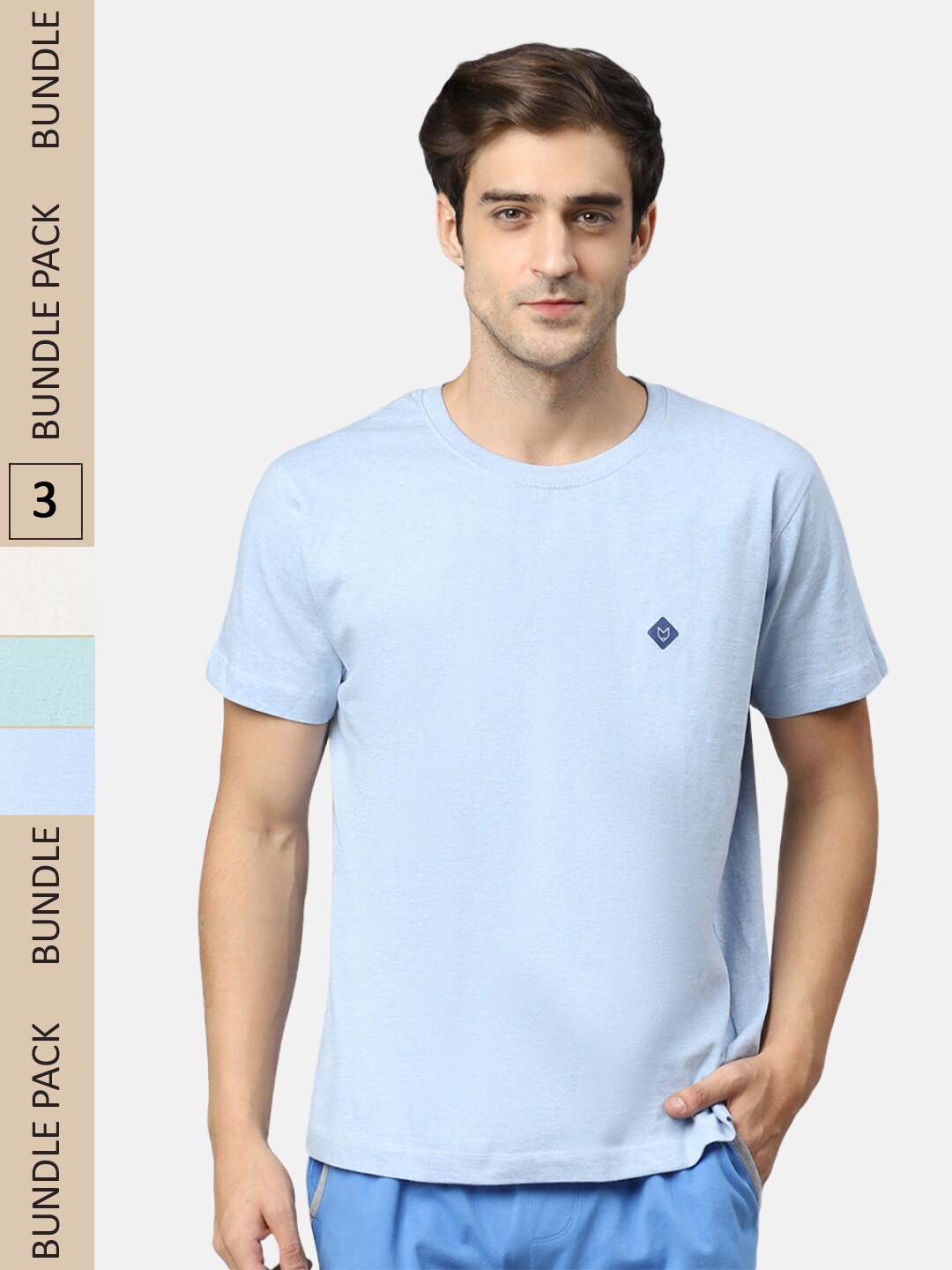 

Almo Wear Pack Of 3 Pure Cotton T-shirt, Blue