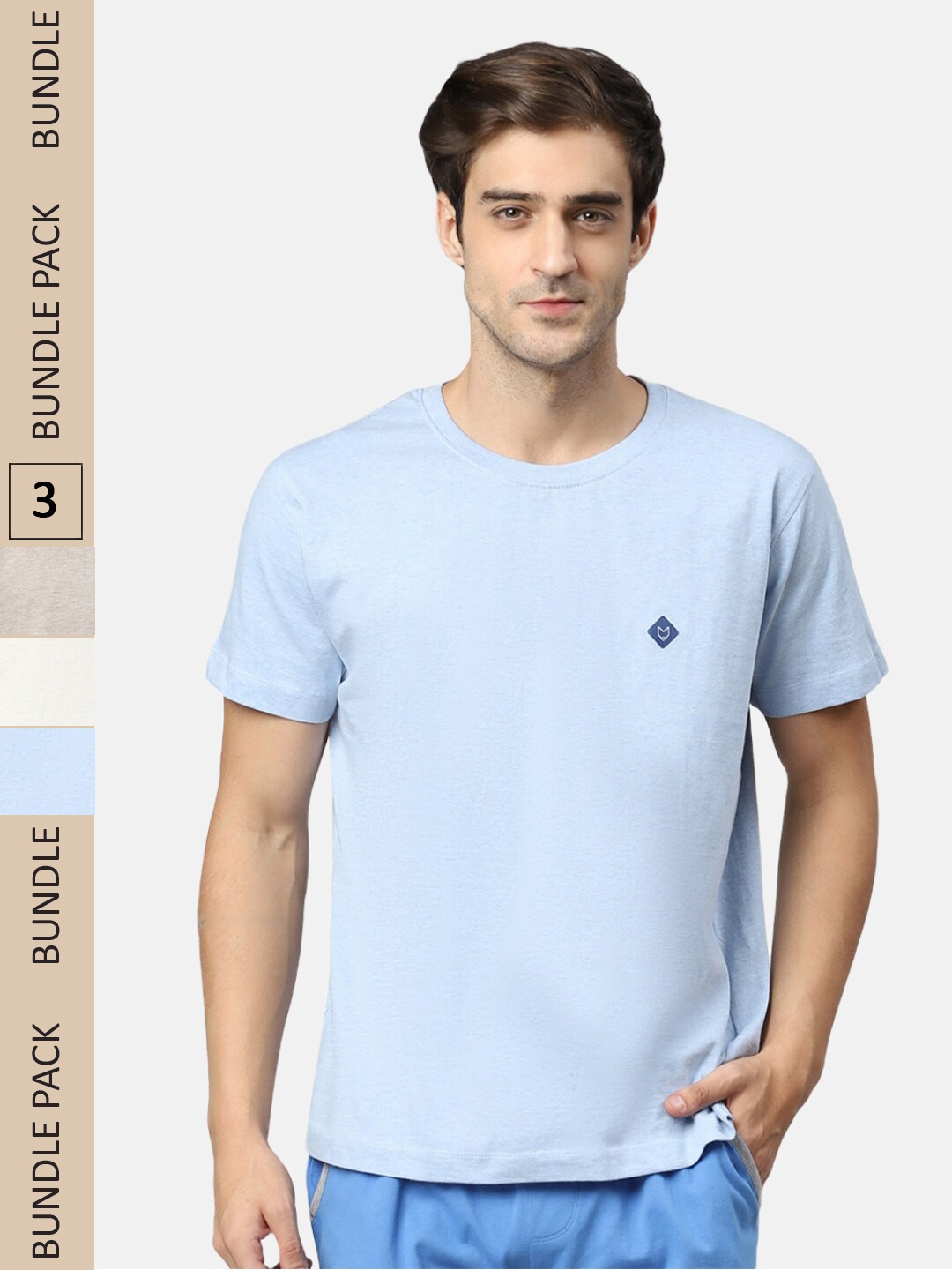 

Almo Wear Pack Of 3 Pure Cotton T-shirt, Blue