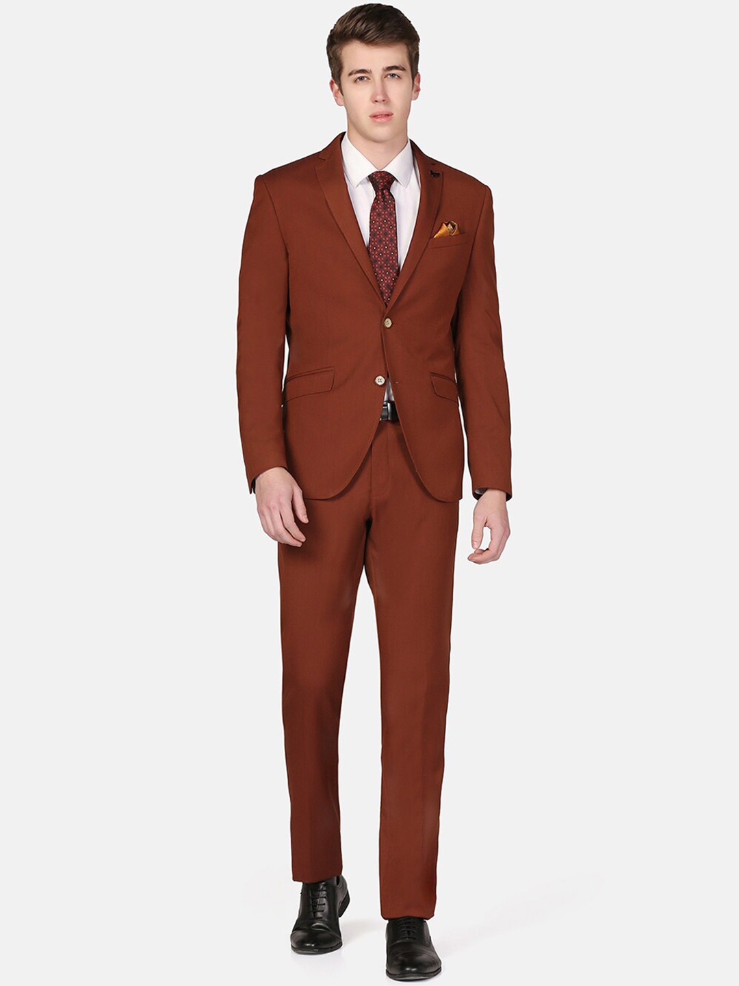

Blackberrys Men 3 Piece Single Breasted Suit, Rust
