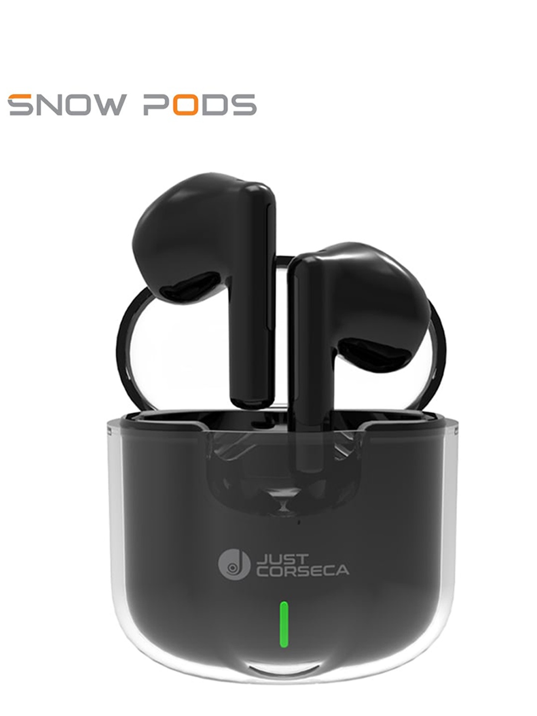 

JUST CORSECA Snow Pods Wireless Powerbuds Bluetooth 5.1 Headphones, Black