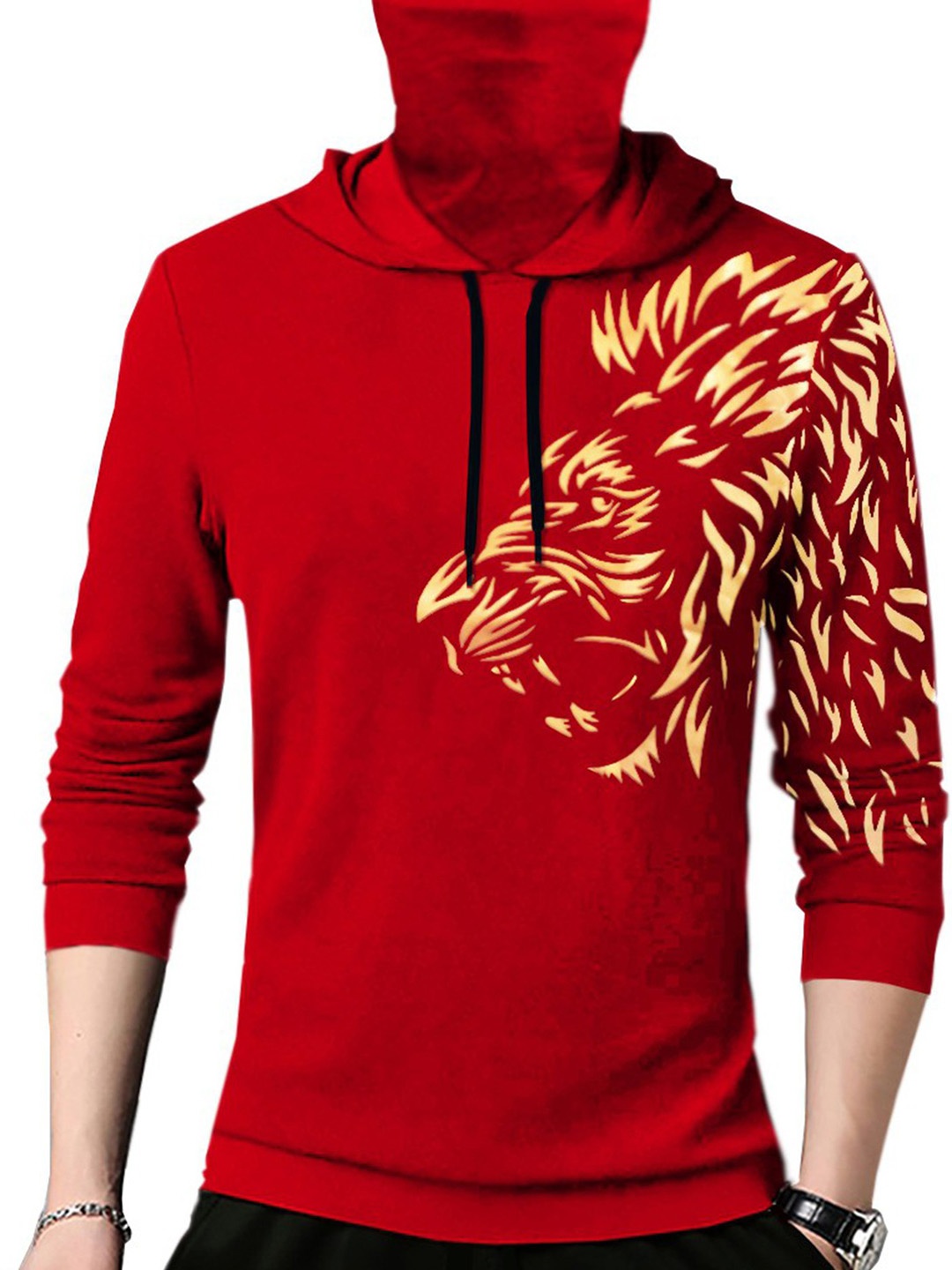 

TRIPR Graphic Printed Hooded Cotton T-shirt, Red