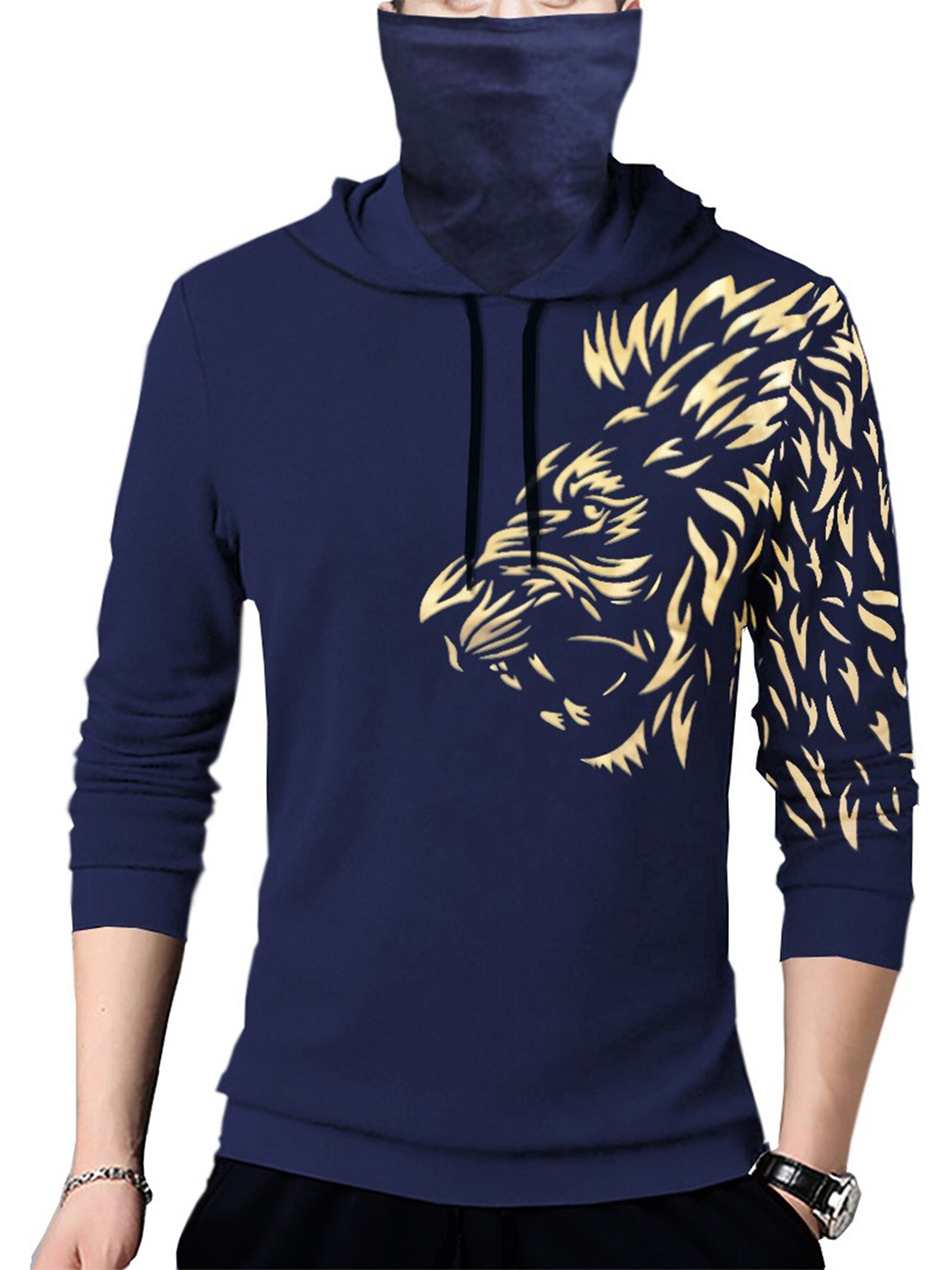 

TRIPR Graphic Printed Hooded Cotton T-shirt, Blue