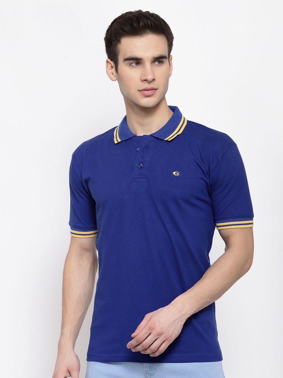 

Allen Cooper Polo Collar Cotton T-shirt, Blue