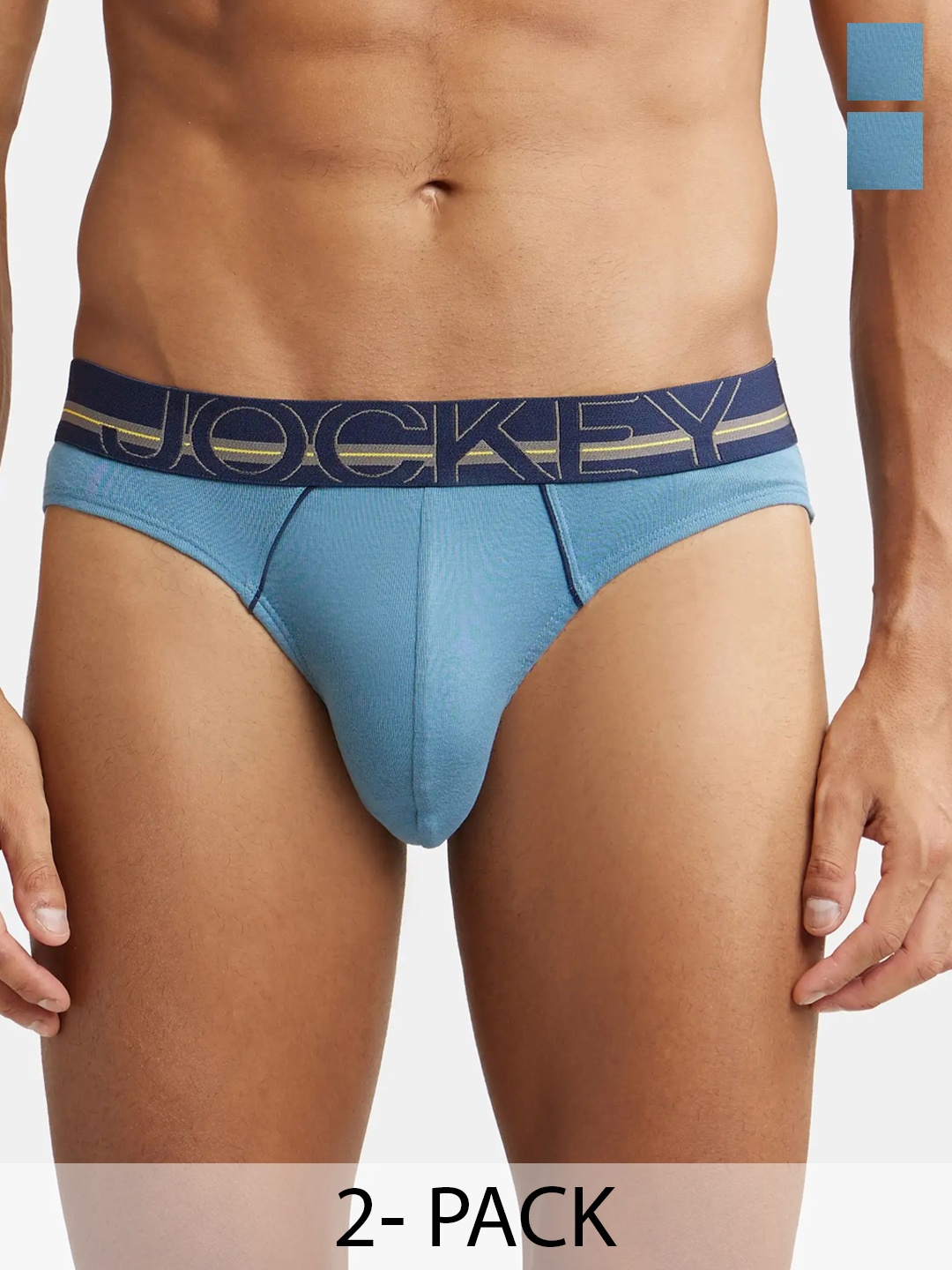 

Pack Of 2 Super Combed Cotton Rib Solid Brief with Ultrasoft Waistband-US17, Blue