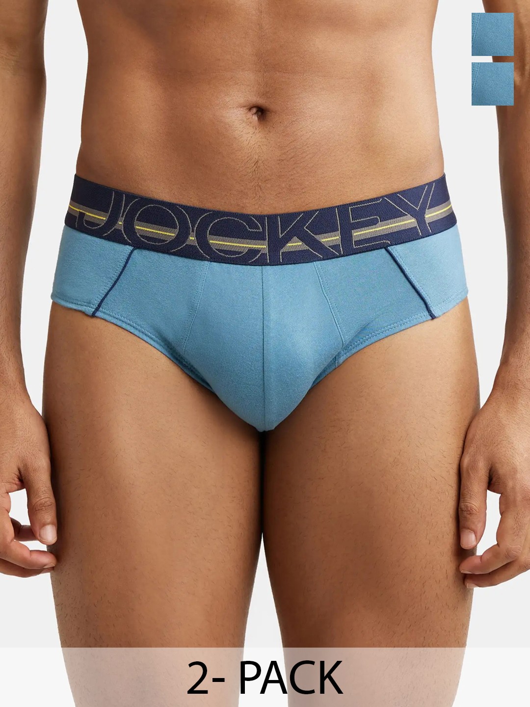 

Jockey Pack Of 2 Super Combed Cotton Solid Brief with Ultrasoft Waistband-US14, Blue