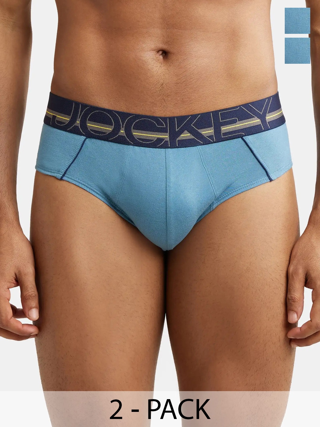 

Jockey Pack Of 2 Super Combed Cotton Solid Brief with Ultrasoft Waistband-US14, Blue