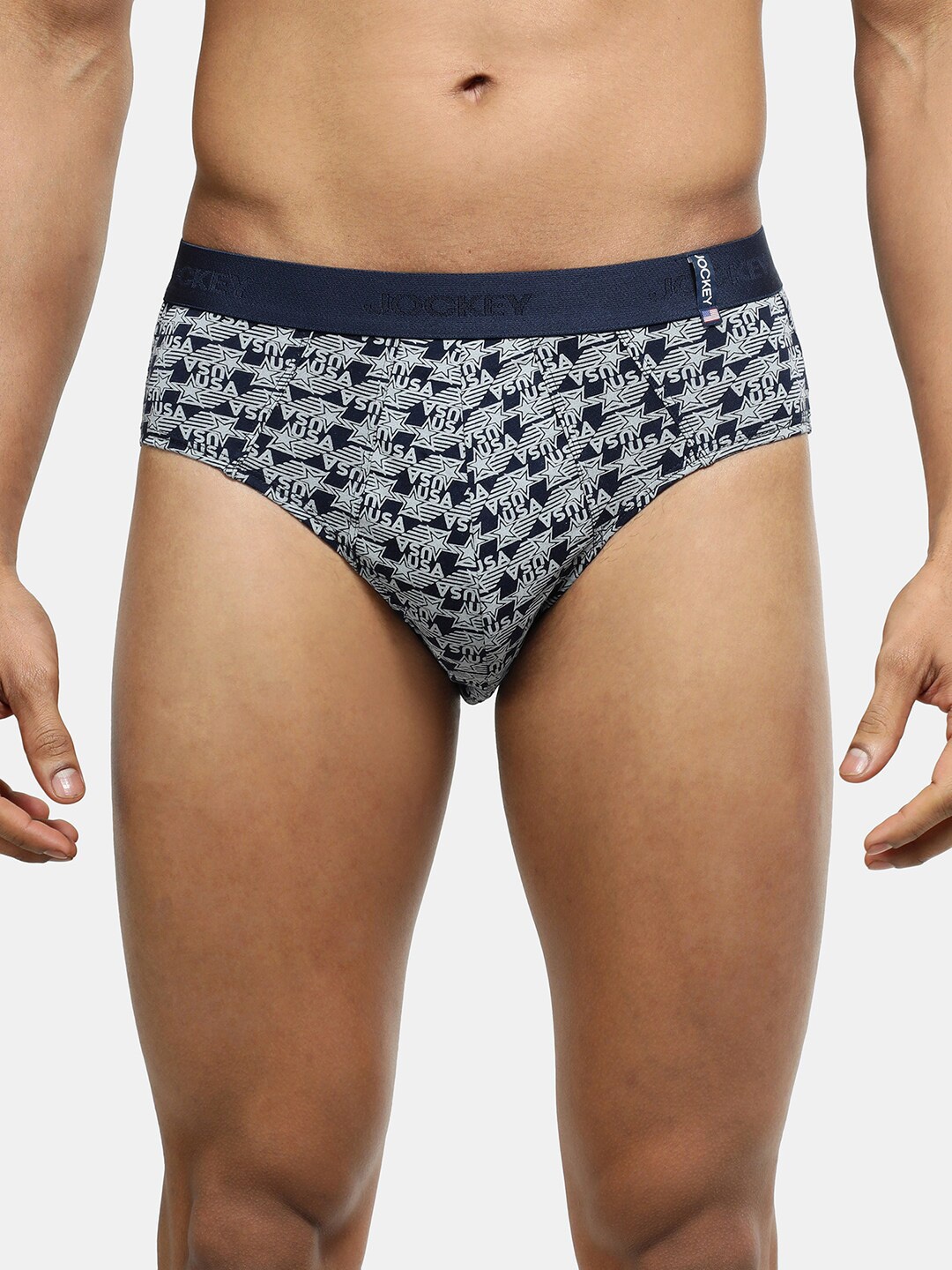 

Jockey Men Typography Printed Super Combed Cotton Basic Briefs, Blue