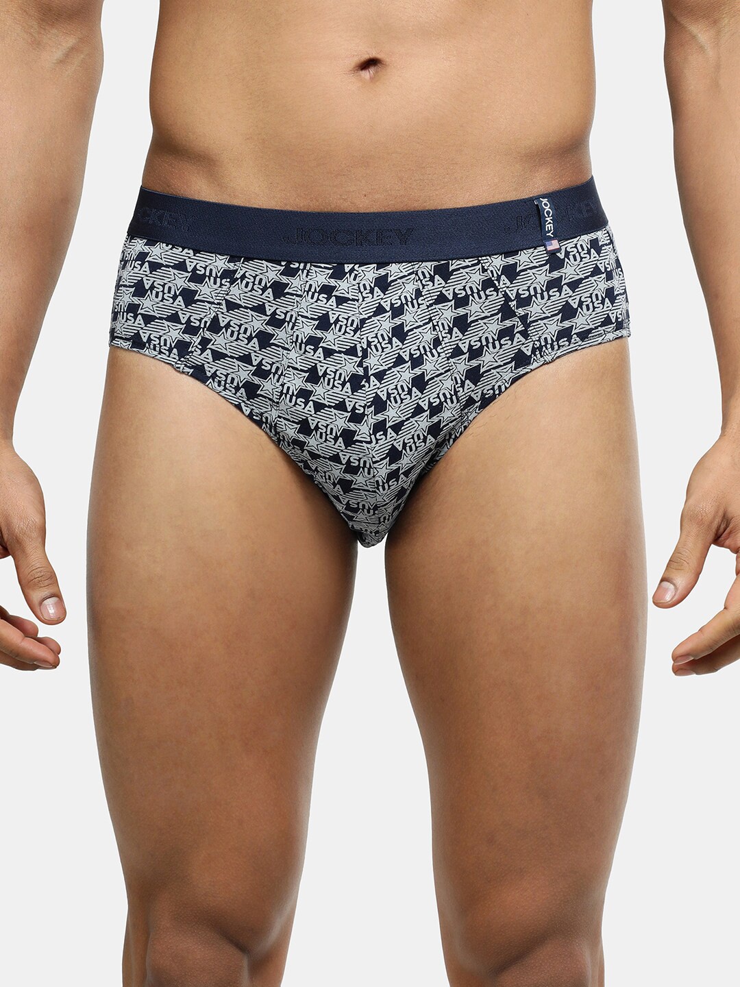 

Jockey Men Typography Printed Cotton Ultra Soft Waistband Basic Briefs, Navy blue