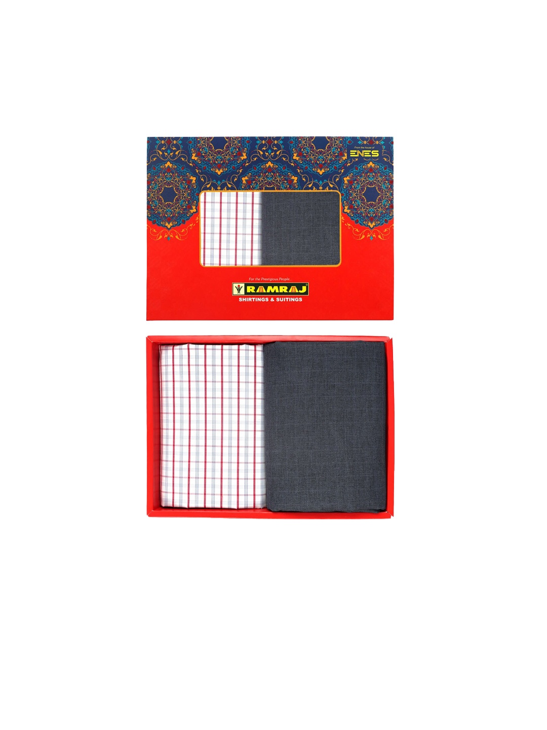 

Ramraj Men Checked Unstitched Shirt & Trouser Clothing Fabric, White
