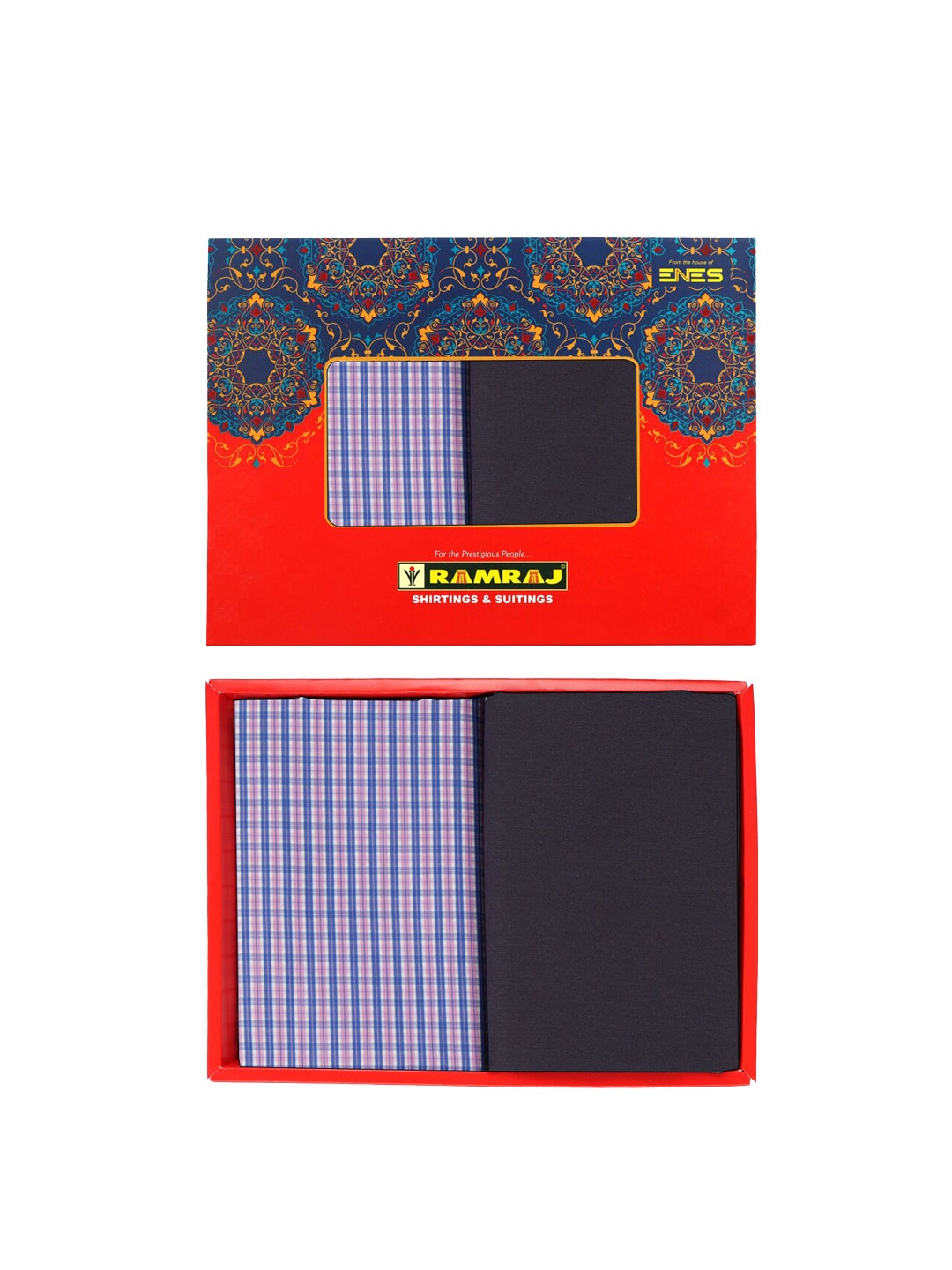 

Ramraj Men Checked Unstitched Shirt & Trouser Clothing Fabric, Blue