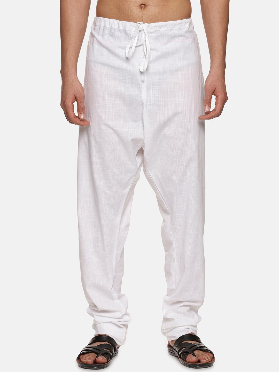

Sethukrishna Men Cotton Drawstring Pyjamas, White