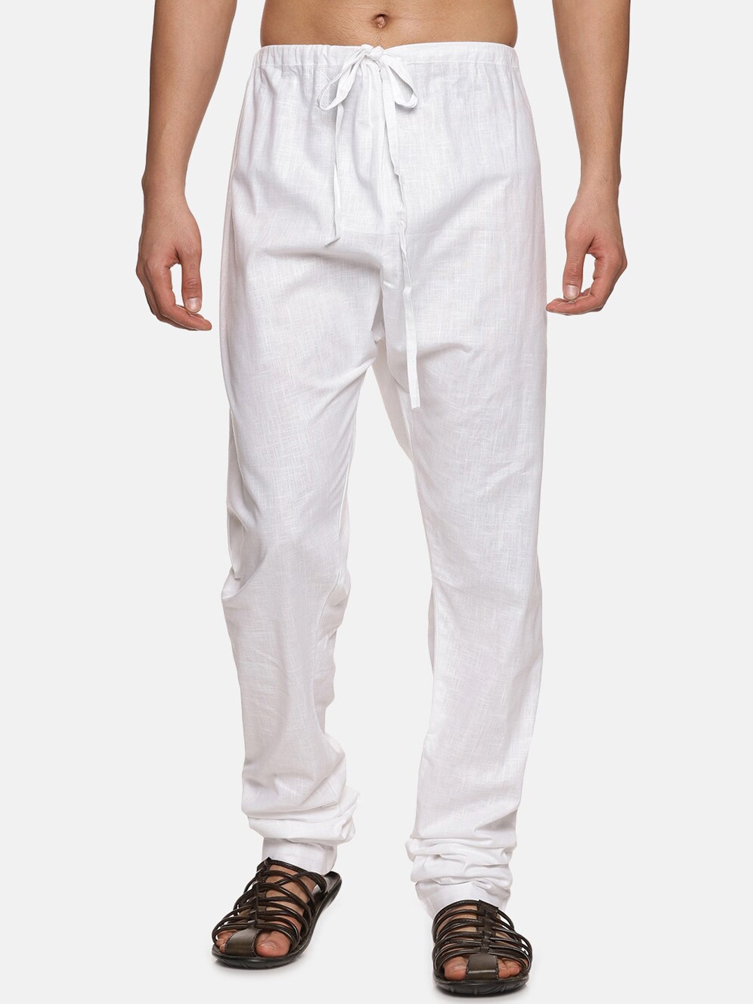 

Sethukrishna Men Cotton Drawstring Pyjamas, White