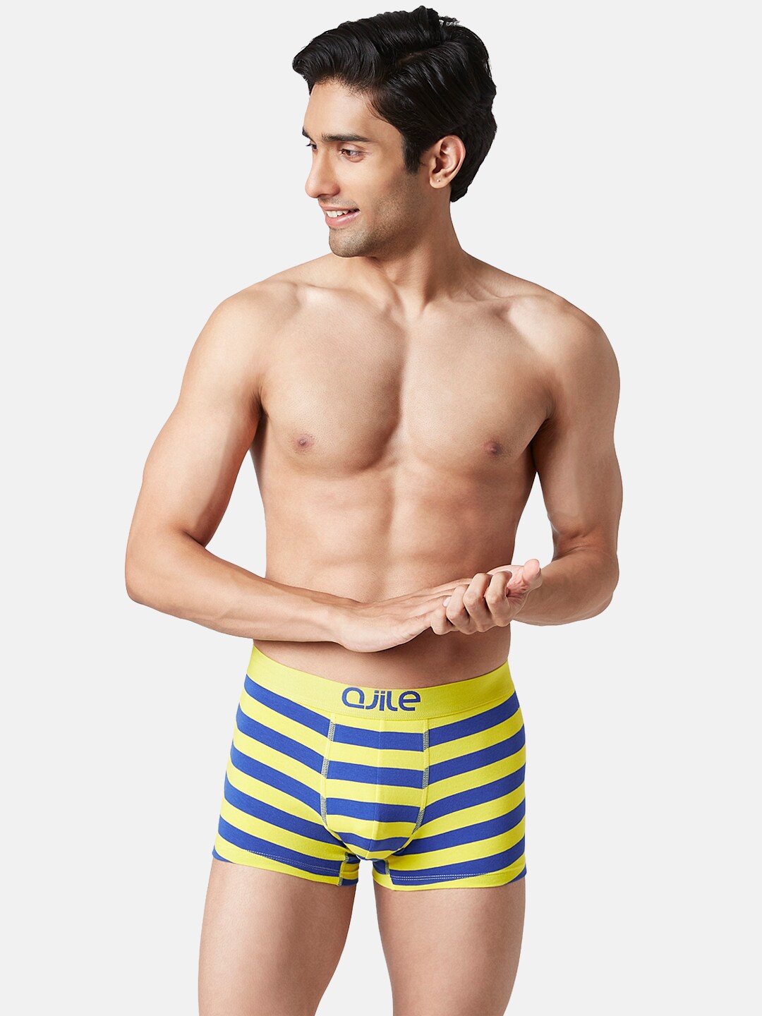 

Ajile by Pantaloons Men Striped Trunk, Yellow