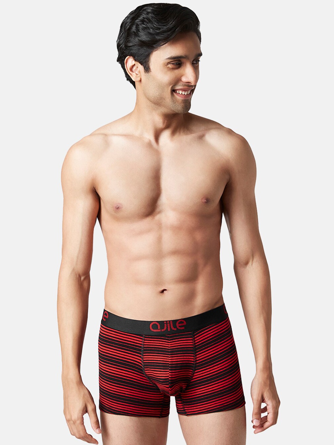 

Ajile by Pantaloons Striped Outer Elasticated Trunk, Red