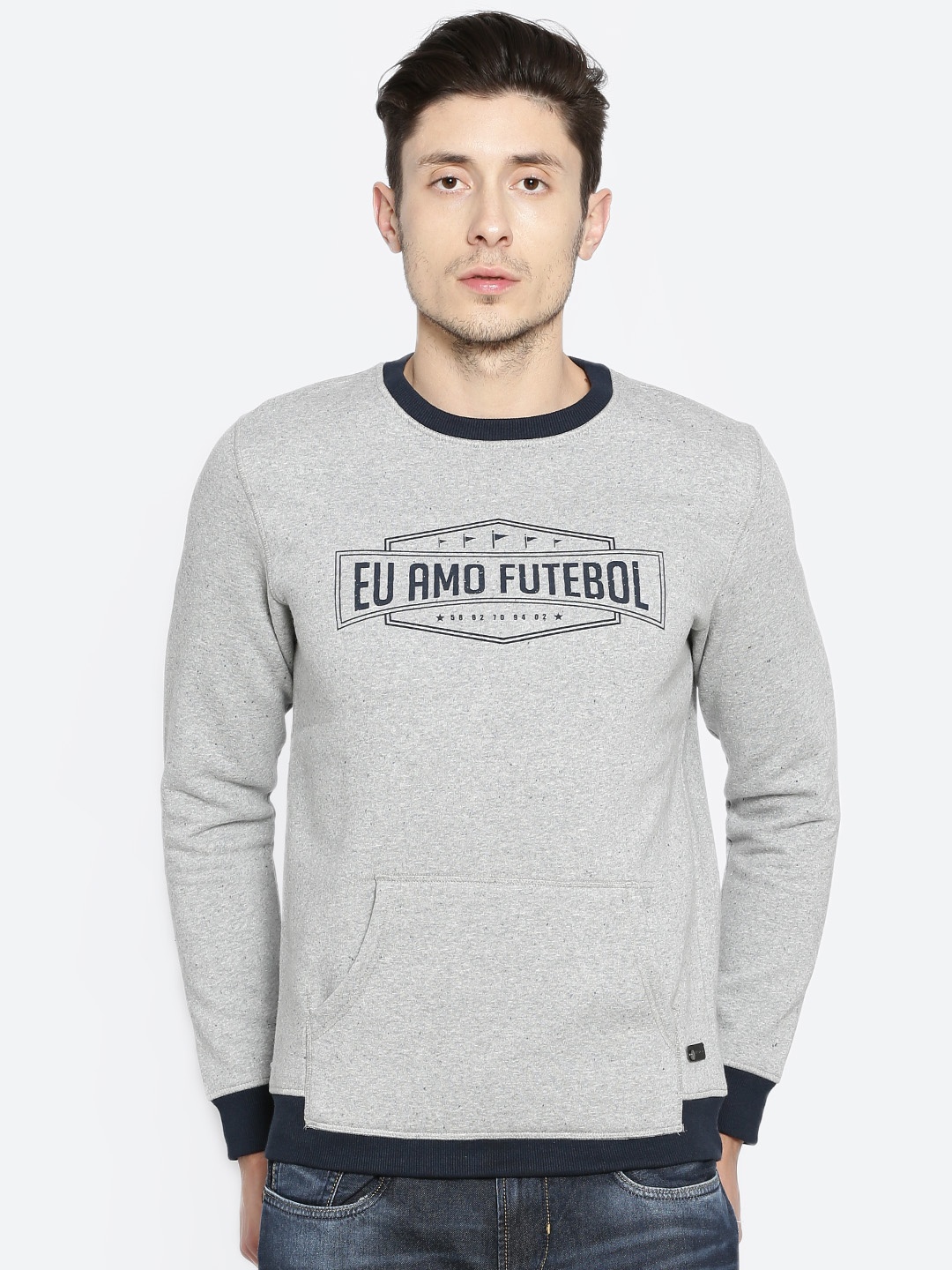 

Peter England Casuals Men Grey Printed Sweatshirt