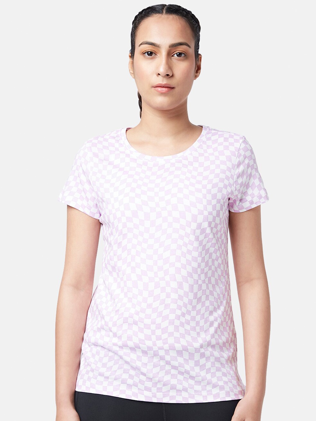 

Ajile by Pantaloons Checked Cotton T-shirt, Pink