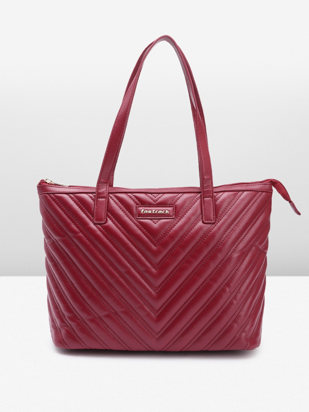 

Fastrack Solid PU Structured Shoulder Bag With Quilted Detail, Maroon
