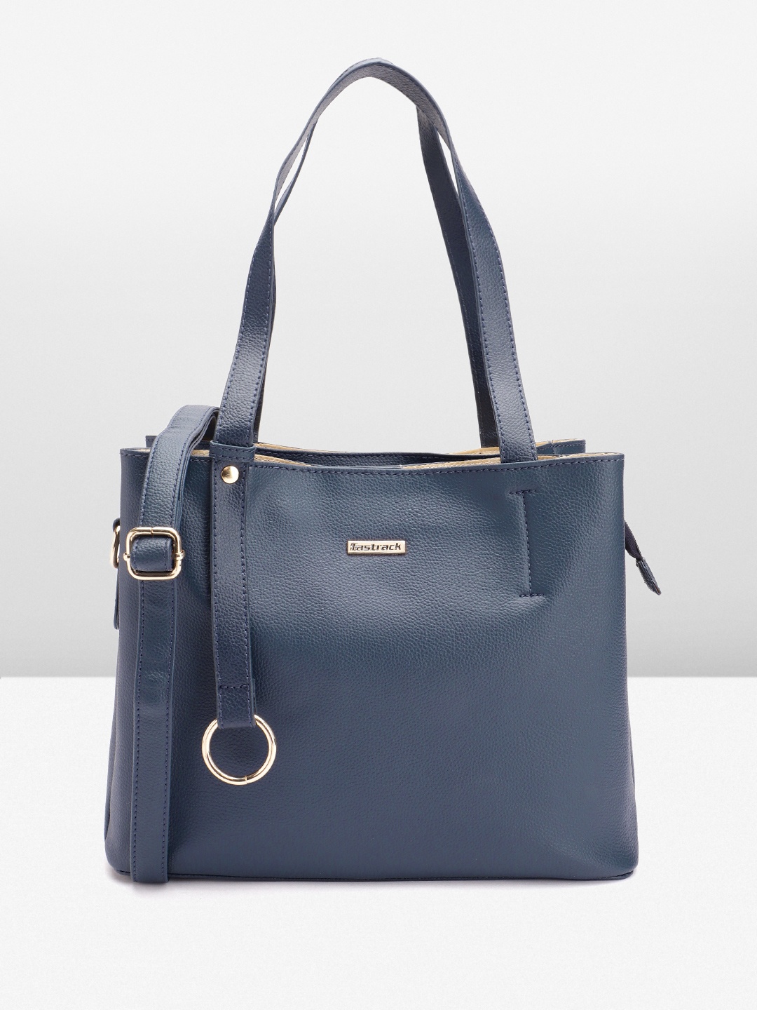 

Fastrack Women Textured Structured Handheld Bag, Navy blue