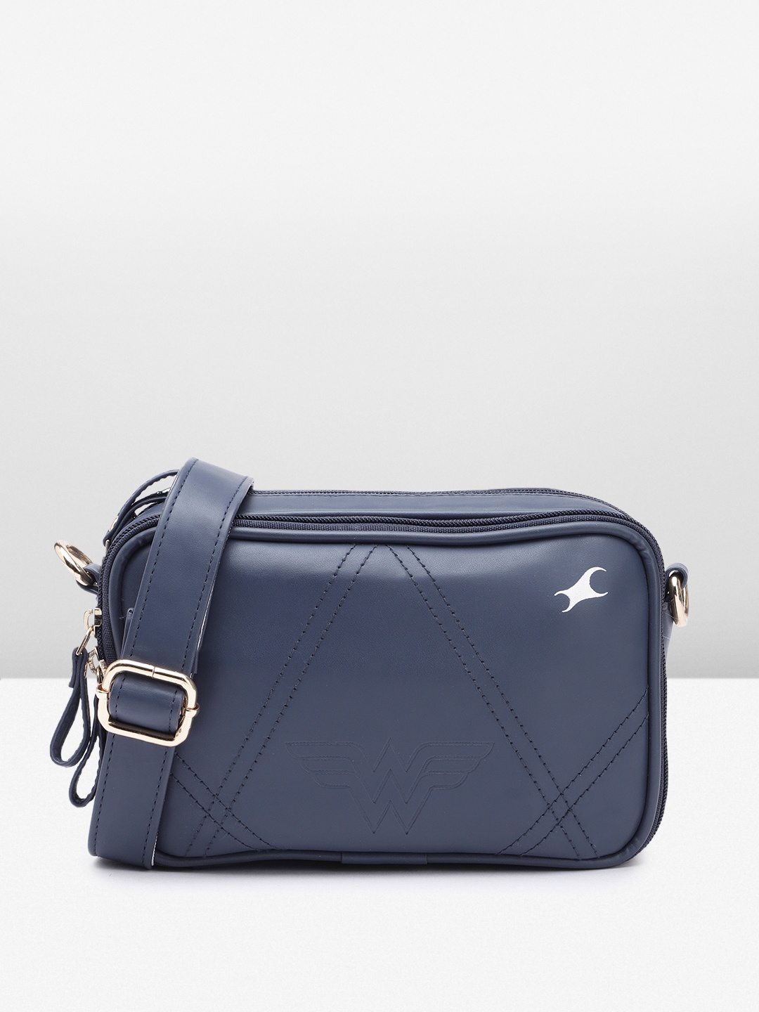 

Fastrack Structured Sling Bag with Brand Logo Printed Detail, Navy blue