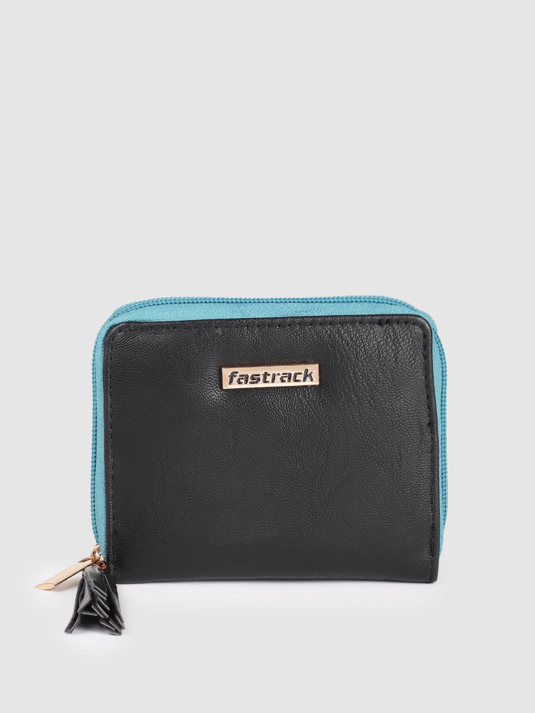 

Fastrack Women Solid Zip Around Wallet, Black