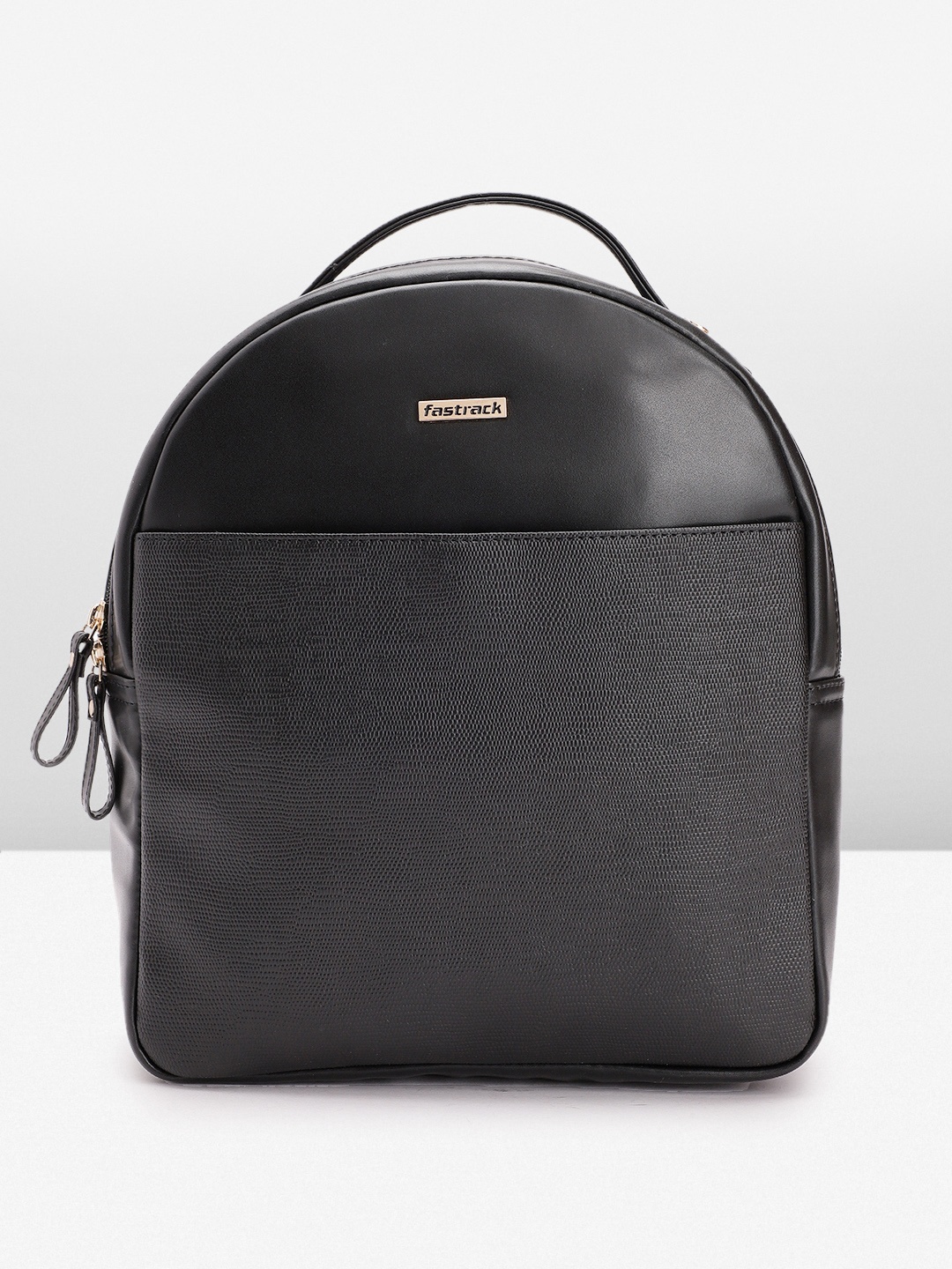 

Fastrack Women Solid Backpack With Minimal Textured Detail, Black