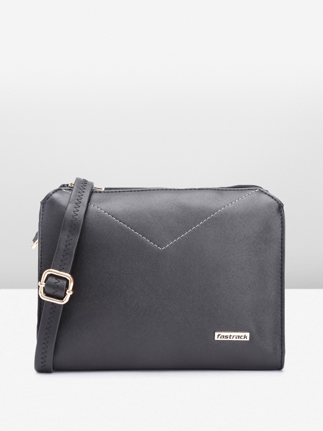 

Fastrack Structured Sling Bag, Black