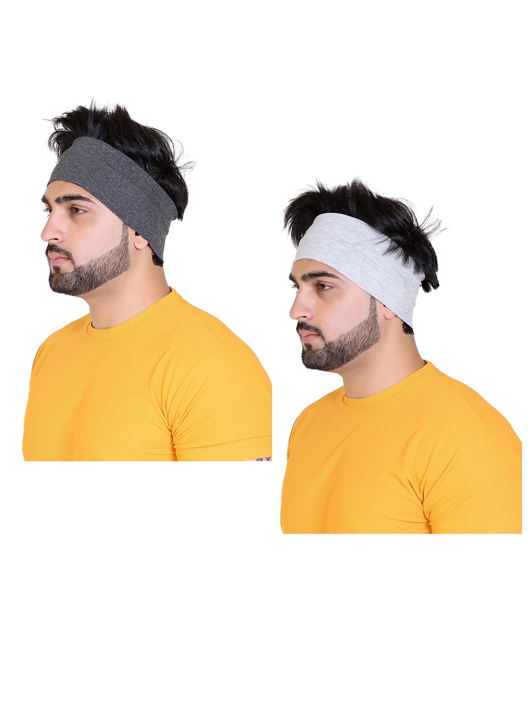 

Gajraj Pack Of 2 Self Design Cotton Bandana Headbands, Grey