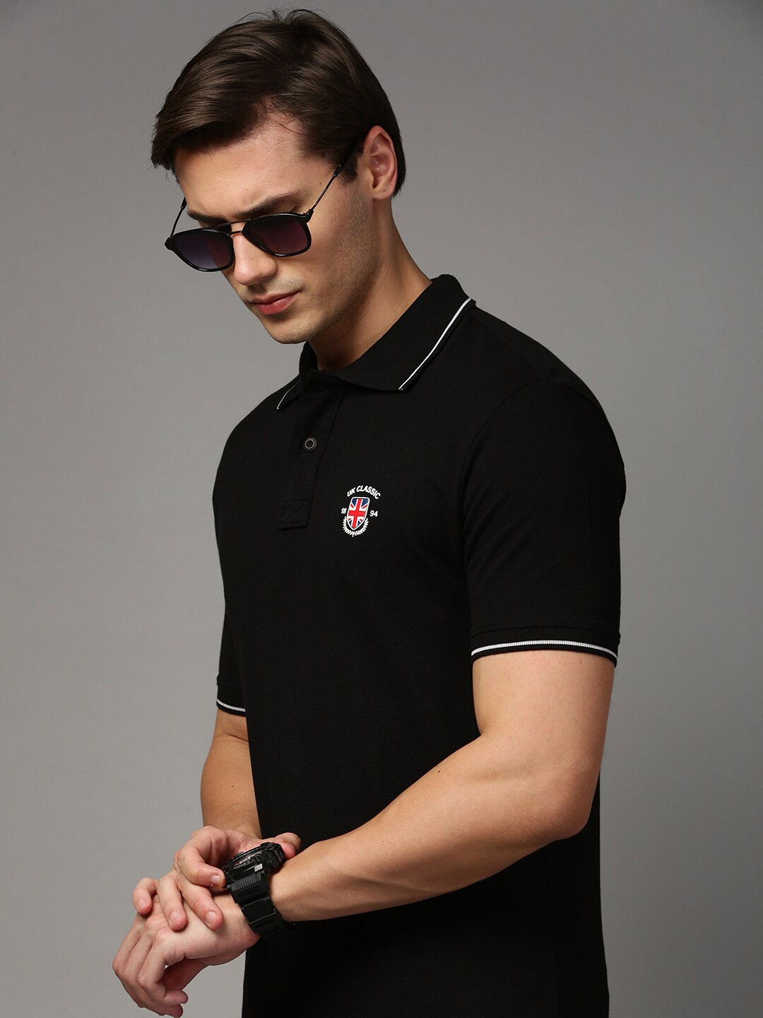 

ONN Polo Collar Short Sleeves Pure Cotton T-shirt, Black