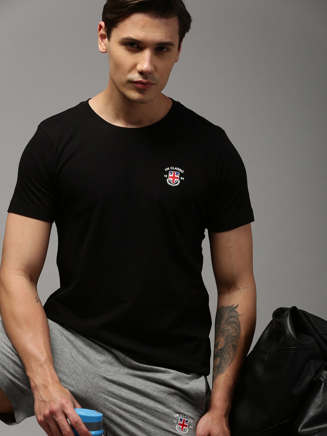 

ONN Training Or Gym Round Neck Short Sleeves Pure Cotton T-shirt, Black