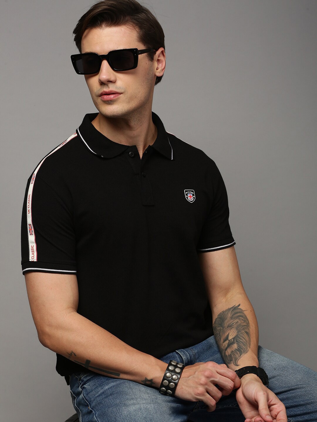 

ONN Polo Collar Casual Pure Combed Cotton T-shirt, Black